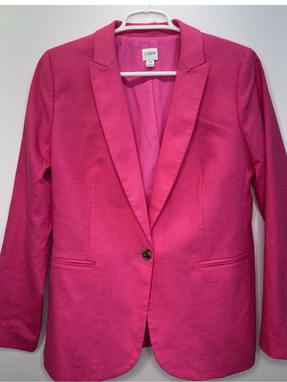 J. Crew Women's Hot Pink Linen Pink Single-Button Blazer size 2
